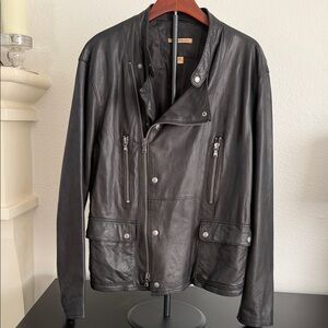 John Varvatos Black Lambskin Leather Jacket